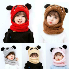 Winter Children Hat with Fleece Kids Caps Cartoon Hat Boys n Scarf n For H5L8