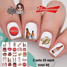 Budweiser Waterslide Nail Decals Set Of 50 Bonus & Instructions