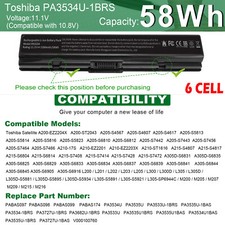PA3535U-1BAS Battery For Toshiba A200 L300 L305 PA3534U-1BAS PA3727U-1BRS 6Cells