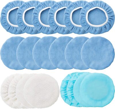 20 Pcs 5-6in Car Orbital Buffer Polisher Pad Bonnet Microfiber Max Baxer Bonnet 