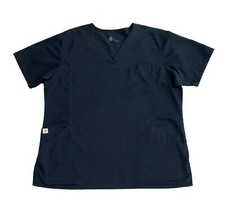 Carhartt Scrub Top Black V Neck Short Sleeve Shirt Womens Sz L Medical Uniform