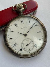 RARE VINTAGE POCKET WATCH MILITARY ZENITH 15 RUB SILVER 0.800 GRAND PRIX 1900