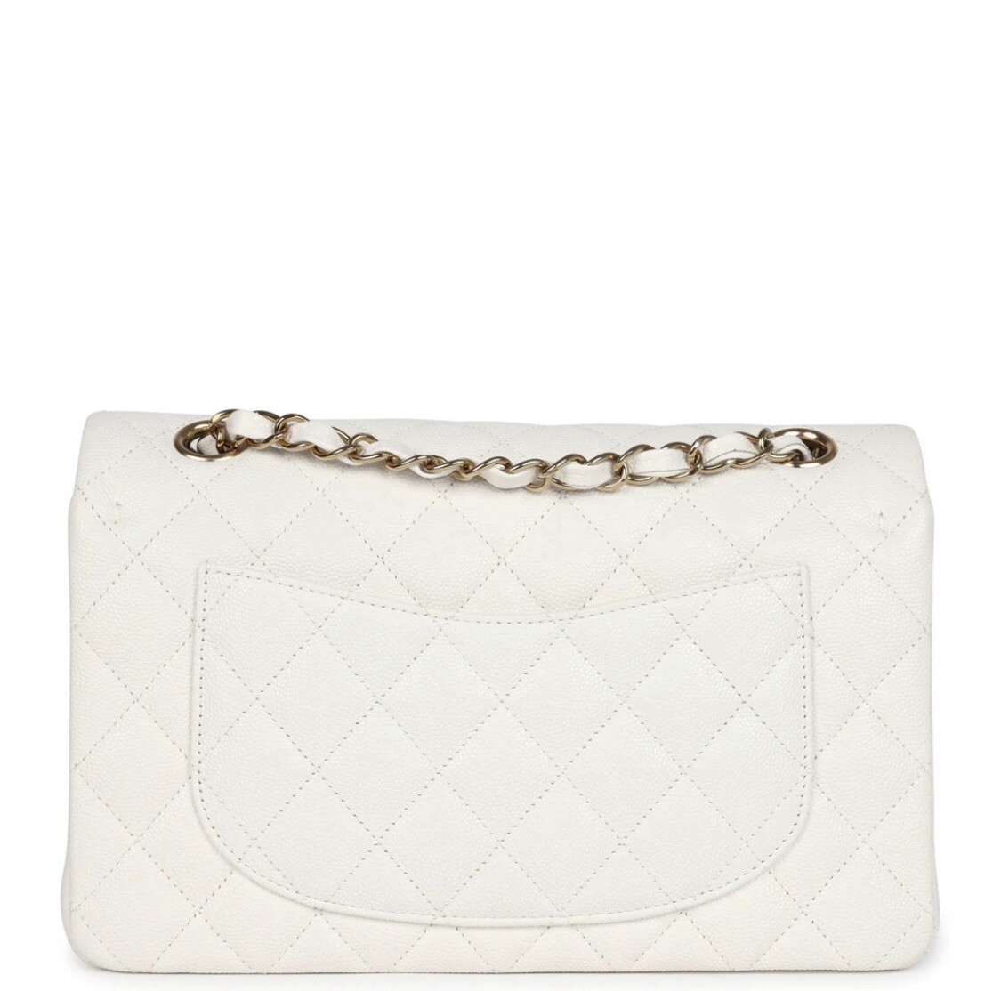 Chanel Classic Double Flap Bag White Caviar Light Gold Hardware Small image 4