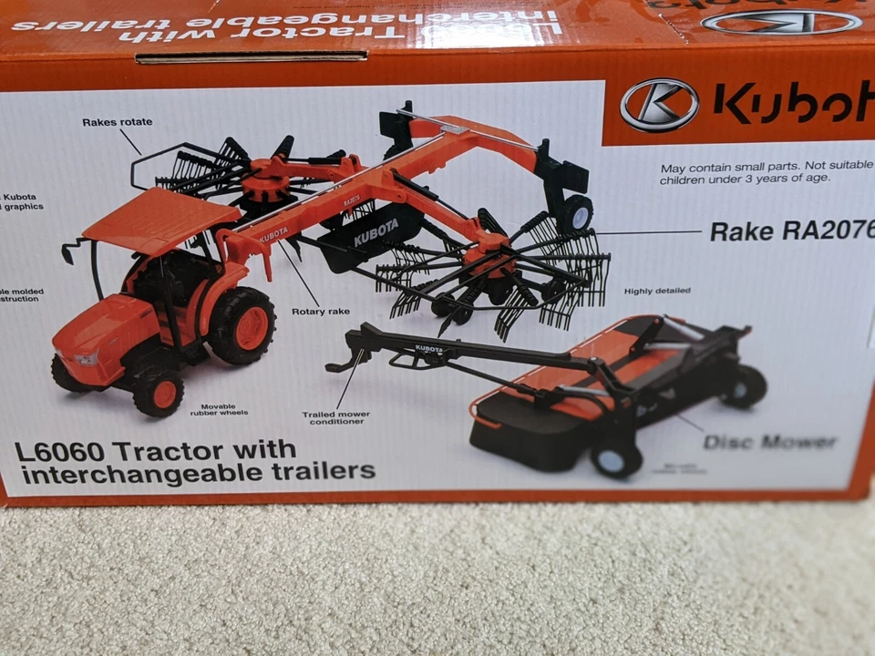 NewRay Kubota L6060 Tractor w/ Interchangeable Trailers, 1:18 Scale, Brand New - Image 2 of 4