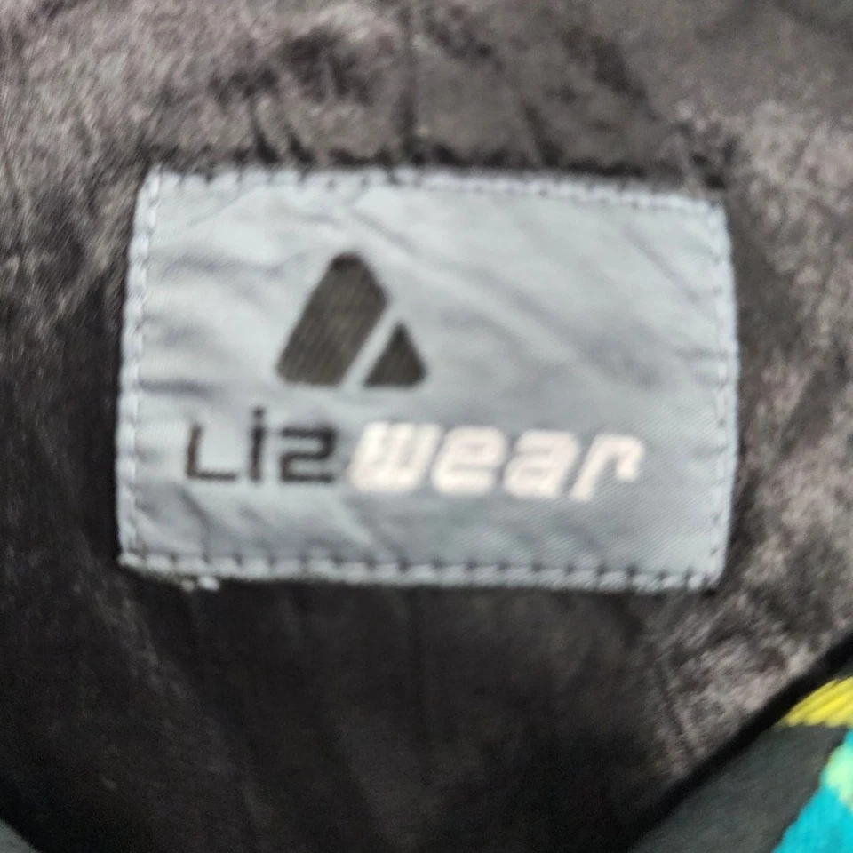 Vintage 90s Lizwear Top Womens L Blue Black Plaid Long Sleeve Button Up CROPPED - Image 4 of 4