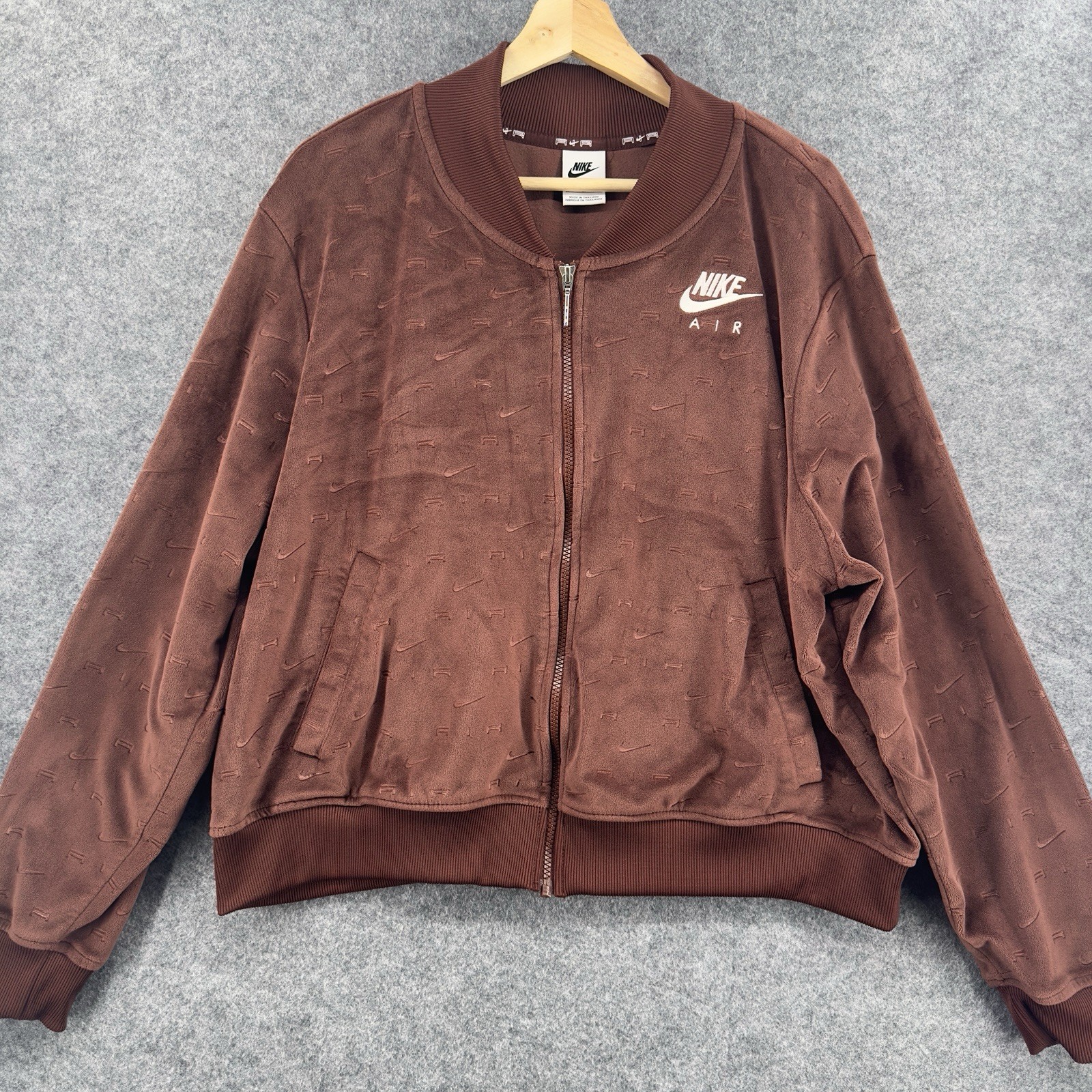 SACAI X NIKE Nike Air Track Jacket Donna 1X Briown Velluto Velluto Casual Full Zip DM9193 273