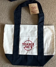 Trader Joe's - Mini Canvas Tote Bag - Navy Blue - Holiday 2025 - Limited Edition