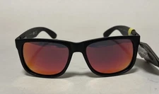 NEW men’s Foster Grant SUNGLASSES POLARIZED Black Square Orange Red Mirrored