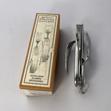 4-in-1 Outdoor Camping Cutlery Set Spoon Fork Knife Bottle Opener Silver Folding