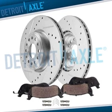 14.76'' Rear Drilled Slotted Rotors Ceramic Brake Pads for 2019 - 2025 Ram 1500