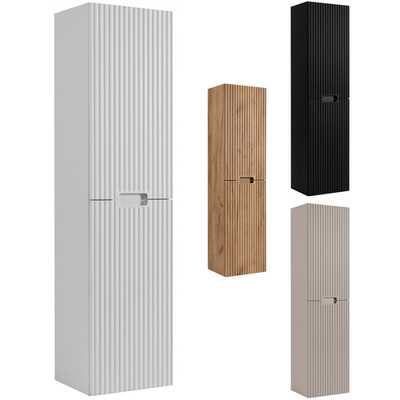 Badezimmer Hochschrank Wandschrank Hängeschrank Geriffelt Grifflos - 136 cm
