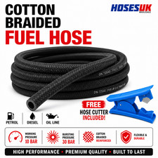 Braided Fuel Hose Nitrile Rubber Cotton Petrol Diesel Oil Line Pipe + Cutter