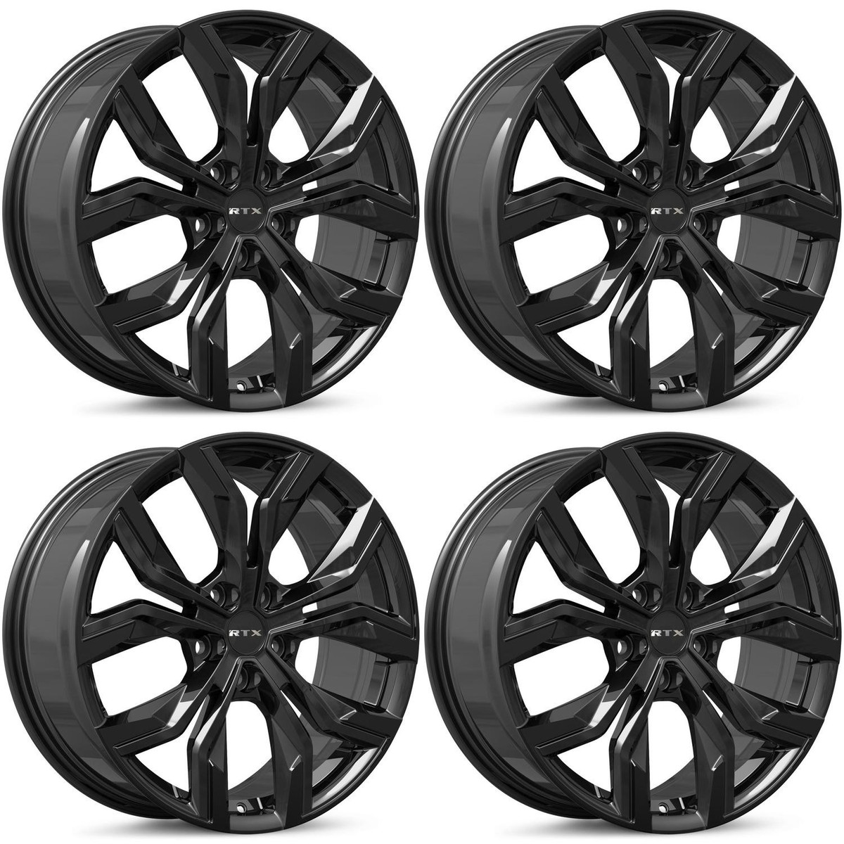 Set of 4) Venom Gloss Black Alloy 18x7.5 5x114.3 (5x4.5) +35mm