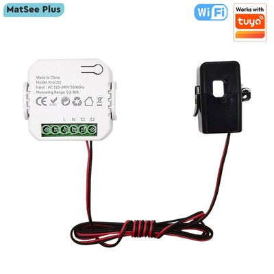 WiFi Digital Energy Meter 80A AC100-240V with CT Clamp Sensor Real-Time Power