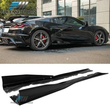Fits 20-25 Corvette Stingray Z51 IKON V1 A Side Skirts Extension Gloss Black PP