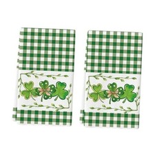 Buffalo Plaid Clover Shamrock St.Patrick's Day Kitchen Towels 18" x 26" Green