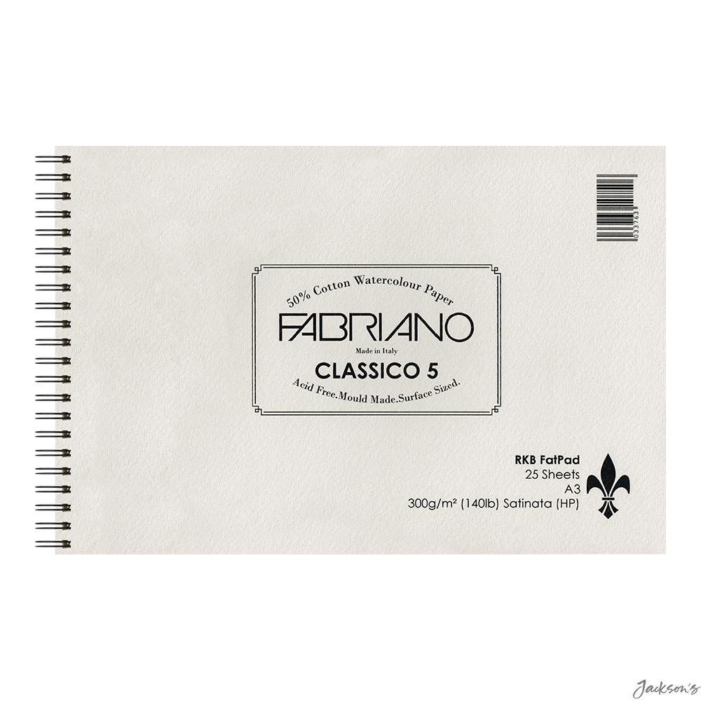 Fabriano Classico 5 Watercolour Paper Pad 300gsm A3 25 Sheets Hot Press