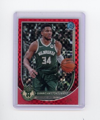 2025-26 Bowman Chrome Giannis Antetokounmpo #BCV-80 Red X-Fractor /5 Bucks