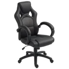Vinsetto PU Leather Racing Gaming Chair, Swivel Home Office Gamer Chair Gray