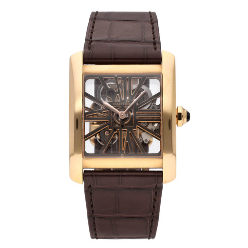 Cartier Tank MC Skeleton 18k Rose Gold Manual-Wind Men's Watch W5310040