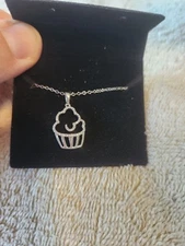 Zales Silver Cupcake Necklace