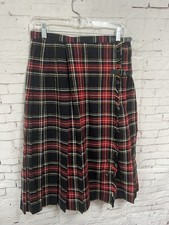 Pleated Tartan Plaid Wool Kilt Wrap Skirt Sz 13 Pin Classics Boston Union Made