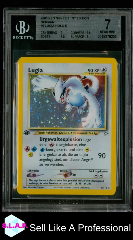 LUGIA HOLO R 2001 POKEMON NEO GENESIS 1ST EDITION GERMAN 9 BGS 7
