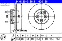 2X ATE Bremsscheibe 24.0120-0128.1 FüR Seat VW Golf Lupo Arosa Passat Caddy 35I