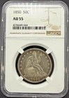 1850 SEATED LIBERTY SILVER HALF DOLLAR NGC AU55 08EBDA26