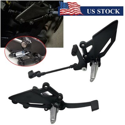 Pair Motorcycle Shift Lever Frontset Foot Peg Bracket Footrest Pedal Adjustable