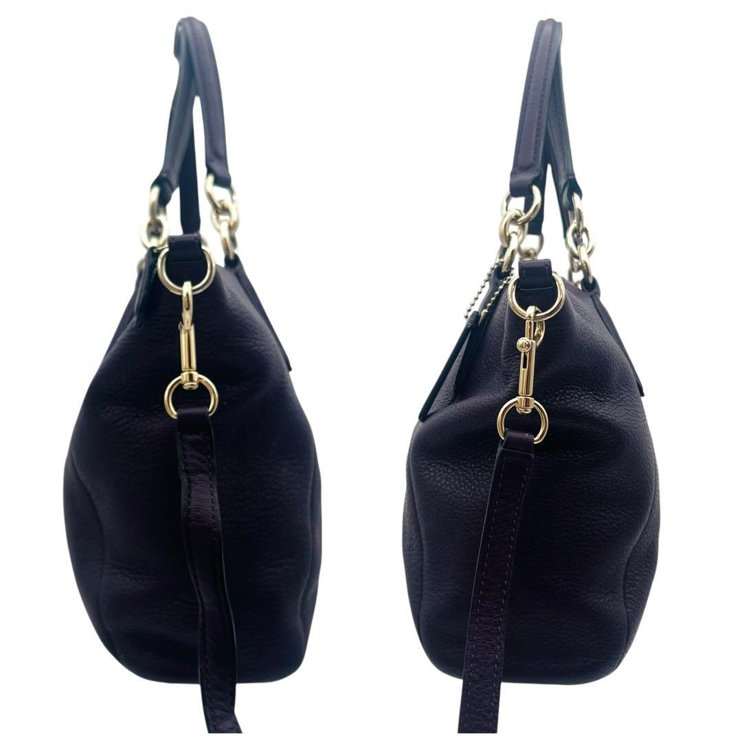 Coach 2Way Tote Bag Leather Purple Authentic G01081122 thumbnail 23