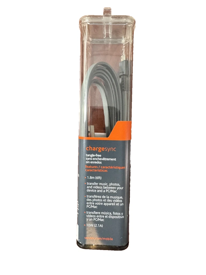 Ventev ChargeSync Micro-USB Flat Cable Tangle-Free - 6' - Gray - Image 2 of 3