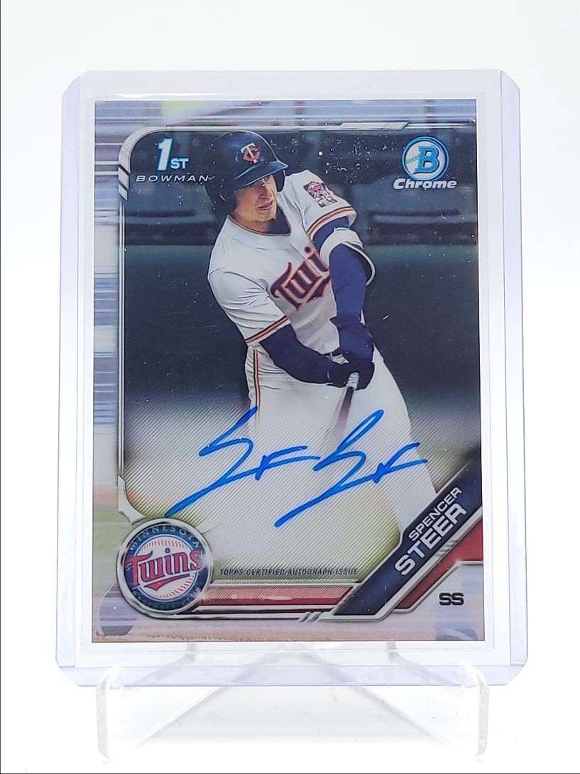 SPENCER STEER 2019 BOWMAN CHROME DRAFT 1ST AUTOGRAPH TWINS AUTO Q6027
