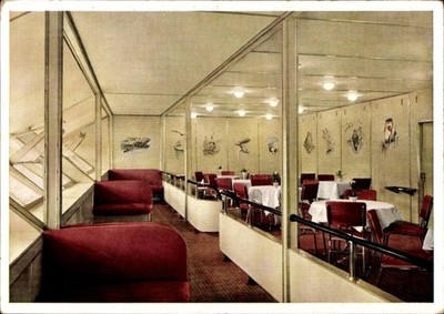 Ak Speisesaal im Luftschiff Hindenburg, Zeppelin, Innenansicht - 11395920