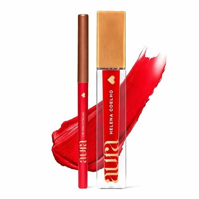   Liquid Lippenstift Set + Lippenstift AURA x Helena Coelho - Farbe Rot 