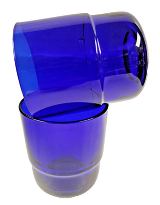 Pair of Cobalt Blue Our Place 12oz  Stackable Drinking Glasses