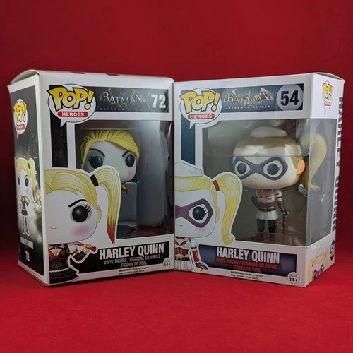 FUNKO POP HARLEY QUINN FIGURE SET 72 & 54 Batman Arkham Knight Lot 2 NIP VAULTED
