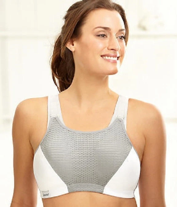 GLAMORISE 44F Firm Control Adj Motion Wire-Free Sports Bra 1166 White/Grey  $66.