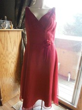 Women's Size 11 12 15 16 Formal Wear Garnet Cocktail Bridesmaid Tea Length Dress
