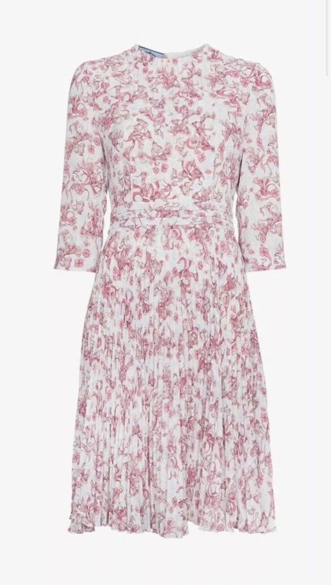 Prada Rare James Jean Resort 2018 Pink Bunny Rabbit Pleated