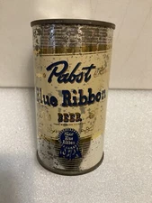 1940's PABST BLUE RIBBON BEER PBR 12OZ. FLAT TOP BEER CAN. MILWAUKEE, WISCONSIN