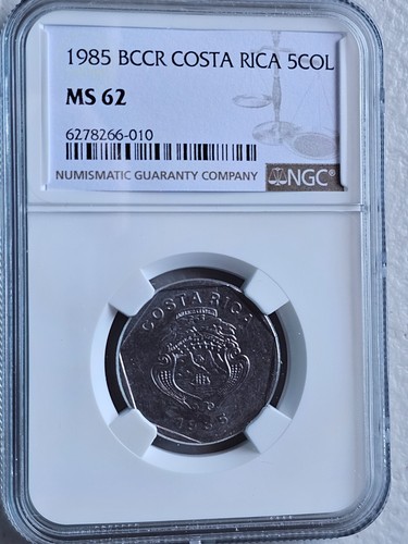 Costa Rica 5 Colones 1985 BCCR NGC MS 62 - Picture 1 of 2