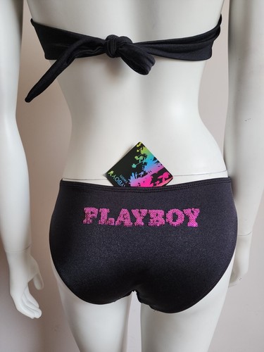 Playboy Ladies Plaited Black Sequin 2 Piece Underwire Booster Bikini Size 10 New - Picture 8 of 8