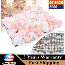 6 Pcs Artificial Silk Flower Wall Panel Floral Backdrop Party Wedding Decoration