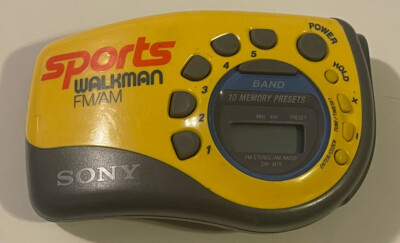 Sony Sports Walkman SRF-M78 Yellow Portable FM/AM Radio, No Arm Band, Tested