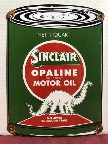 VINTAGE SINCLAIR OPALINE MOTOR OIL CAN 11” PORCELAIN SIGN SERVICE STATION PUMP