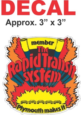 1 Plymouth Rapid Transit System Vinyl Decal