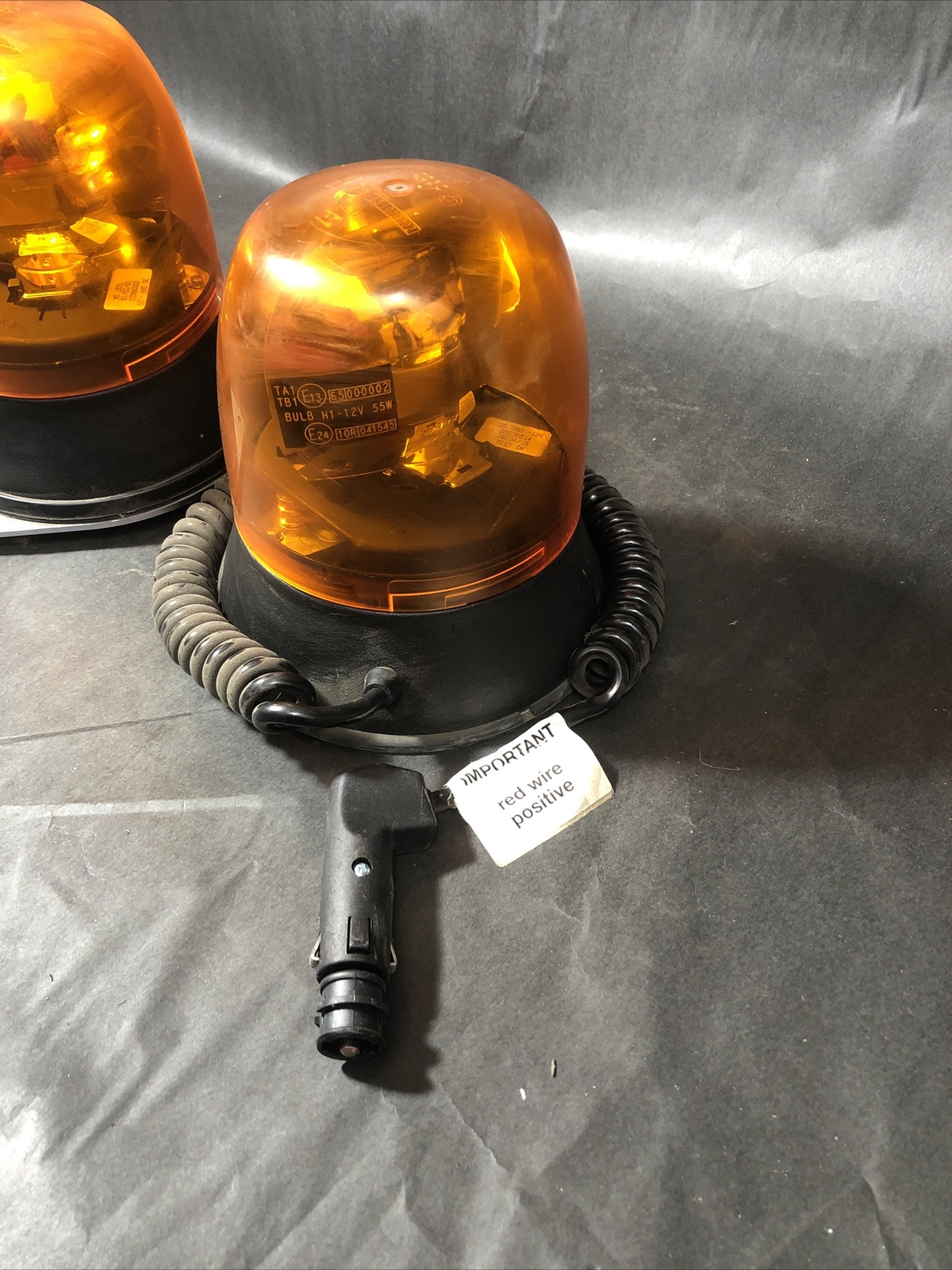 2- AMBER ROTATING EMERGENCY LAMP FLASHING LIGHT ORIGINAL COBO 12V 55W ...