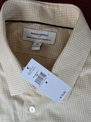 Banana Republic Shirt yellow check mens medium athletic fit NEW | eBay Banana Republic Shirt yellow check mens medium athletic fit NEW | eBay