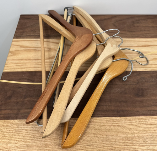 Mixed Lot of 5 Vintage Wooden Clothing Hangers Suit Coat Pants Wishbone - Picture 8 of 8